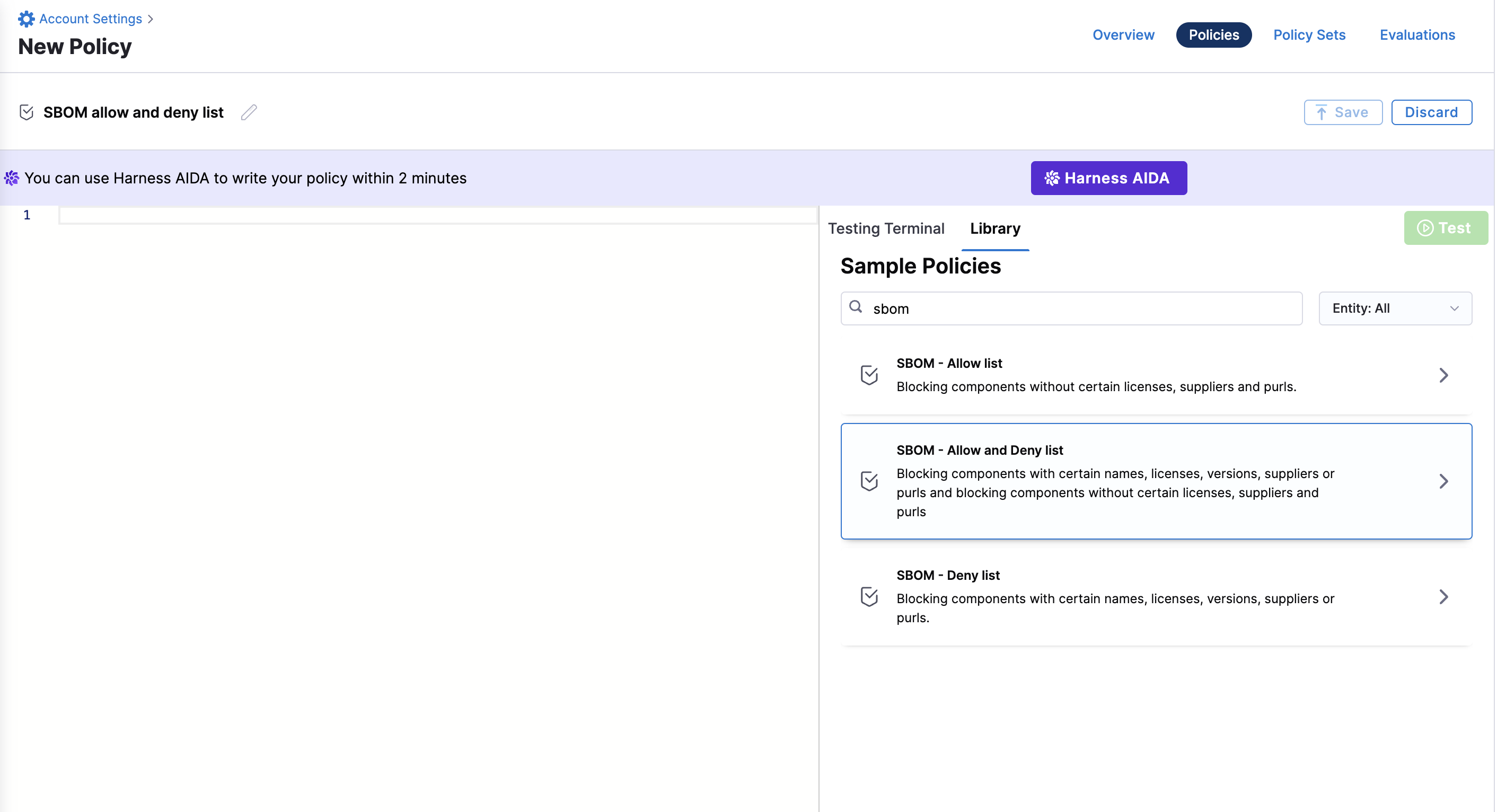 SBOM Sample policies